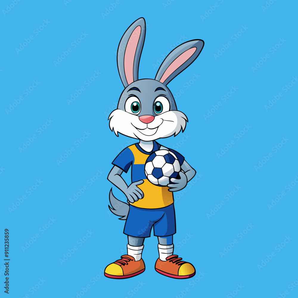 cartoon animal illustration of bunny rabbit soccer football cartoon animal illustration of bunny rabbit soccer football