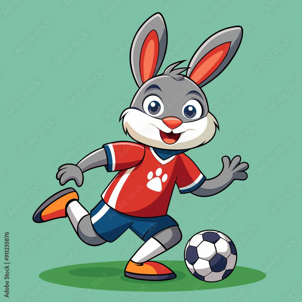 cartoon animal illustration of bunny rabbit soccer football cartoon animal illustration of bunny rabbit soccer football