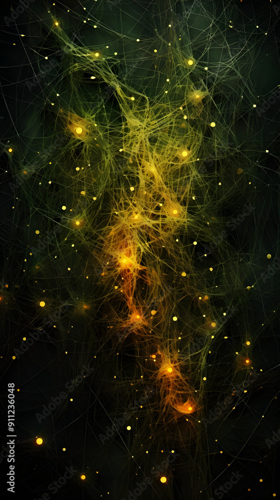 Digital green and yellow strings tangled together abstract graphic poster background Digital green and yellow strings tangled together abstract graphic poster background