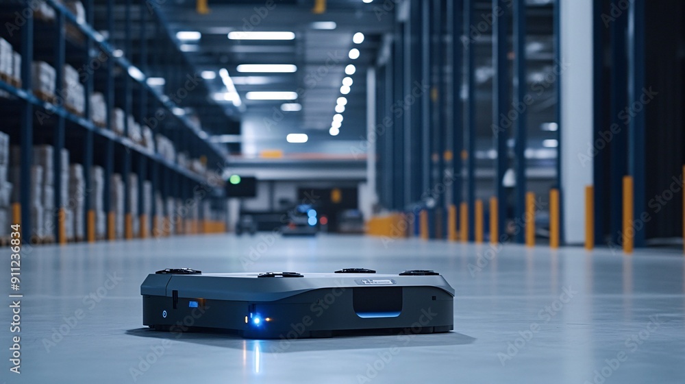 In a futuristic logistics hub, robots manage the complex process of sorting and distributing packages. Autonomous drones transport parcels between warehouses, while ground-based robots handle loading In a futuristic logistics hub, robots manage the complex process of sorting and distributing packages. Autonomous drones transport parcels between warehouses, while ground-based robots handle loading