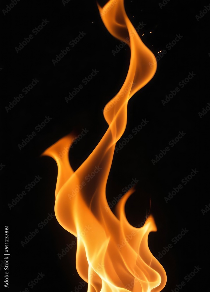 Fire flame with sparkle in black background, ai Fire flame with sparkle in black background, ai