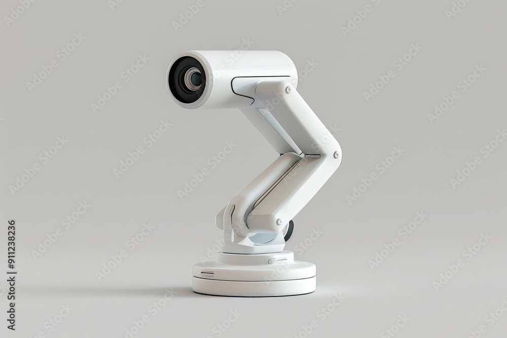 White Robotic Arm Web Camera on White Background White Robotic Arm Web Camera on White Background