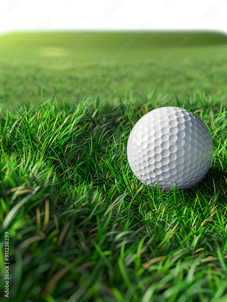 White golf ball on green grass isolated White golf ball on green grass isolated