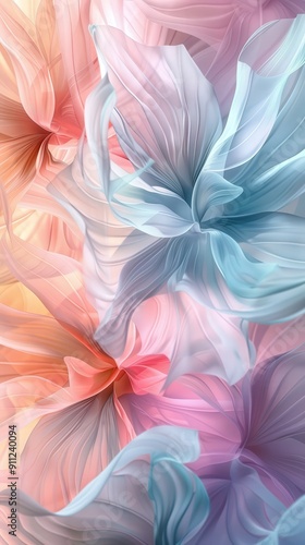Abstract Pastel Fabric Swirls in Pink, Blue, and Orange Hues