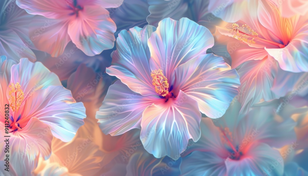 Colorful Hibiscus Flowers Blooming Vibrantly in a Tropical Garden During Daylight Hours Colorful Hibiscus Flowers Blooming Vibrantly in a Tropical Garden During Daylight Hours