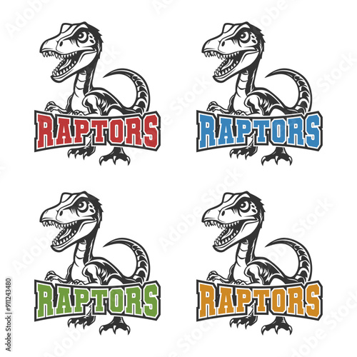 Raptors Illustration Clip Art Design Shape. Mascot Silhouette Icon Vector