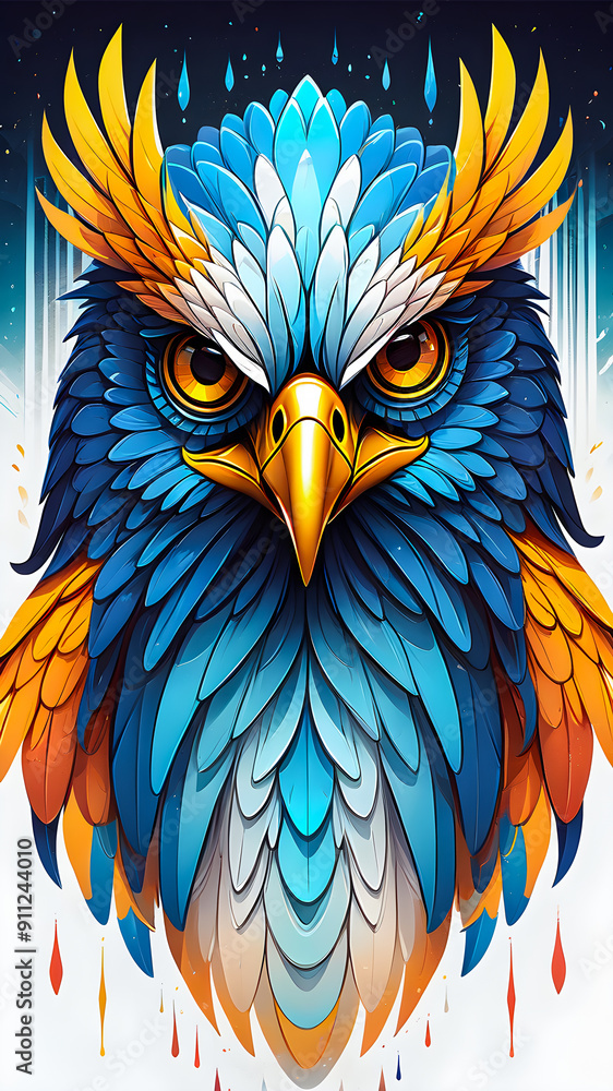 Naklejka premium Portrait of an eagle, hawk, falcon on an abstract background. predatory bird