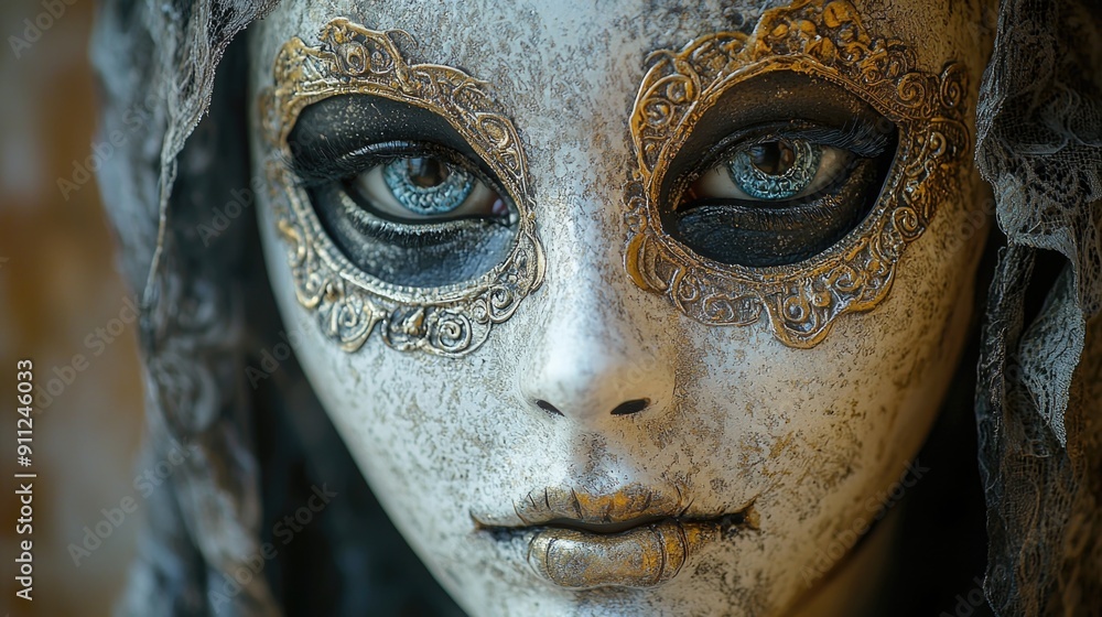 Intricate Halloween Mask with Realistic Textures and Dramatic Lighting Intricate Halloween Mask with Realistic Textures and Dramatic Lighting