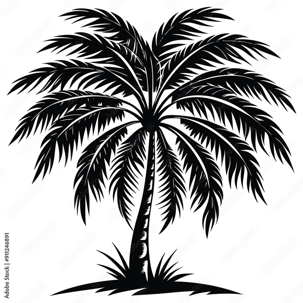 Obraz premium A vector art palm tree silhouette illustration