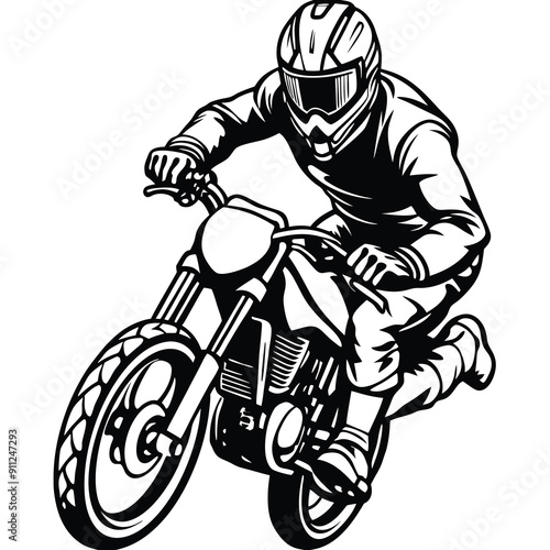 Cycle action biker vector illustration silhouette