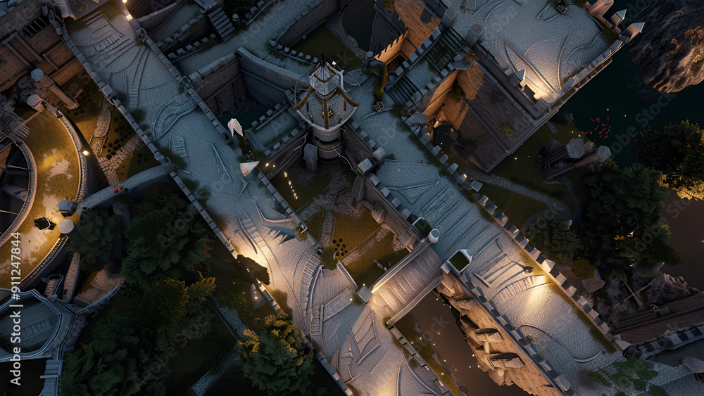 Castle Battle Map for Tabletop RPGs, Dungeons & Dragons, Adventure Game, Top-Down Perspective Castle Battle Map for Tabletop RPGs, Dungeons & Dragons, Adventure Game, Top-Down Perspective