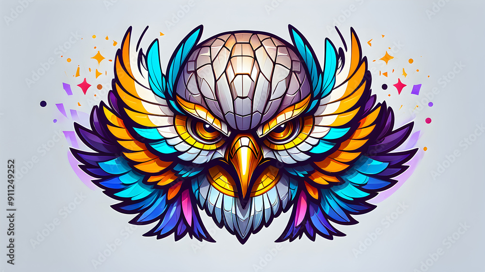 Fototapeta premium Portrait of an eagle, hawk, falcon on a white background. predatory bird