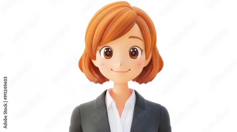 Bright 3D depiction of a cheerful businesswoman greeting you, showcasing a modern, cartoonish style with textured details. Bright 3D depiction of a cheerful businesswoman greeting you, showcasing a modern, cartoonish style with textured details.