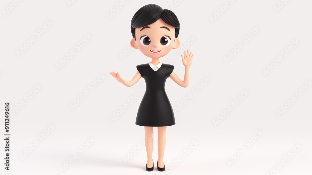 A cheerful businesswoman with black hair stands confidently on a white background, showcasing her friendly demeanor. A cheerful businesswoman with black hair stands confidently on a white background, showcasing her friendly demeanor.