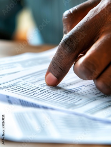 Wallpaper Mural Close up of hand pointing at a document. Torontodigital.ca