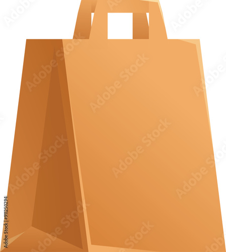 Brown paper bag is standing up, ready to be filled with groceries or takeout