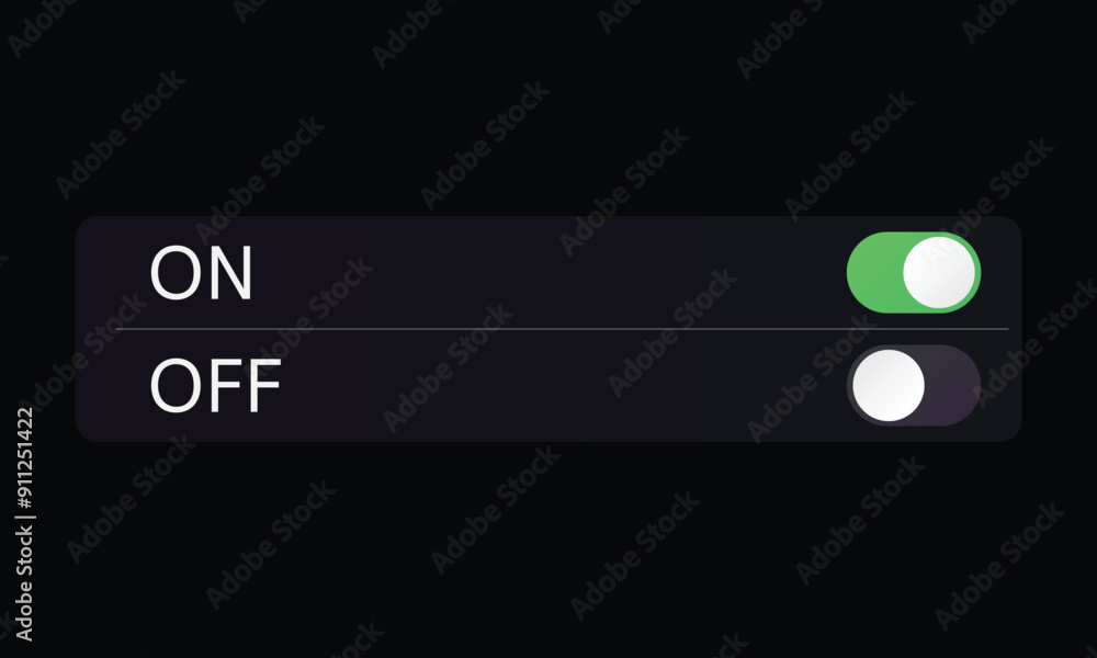 On-Off Toggle Switch Button Settings Screen Mockup. Vector Illustration On-Off Toggle Switch Button Settings Screen Mockup. Vector Illustration