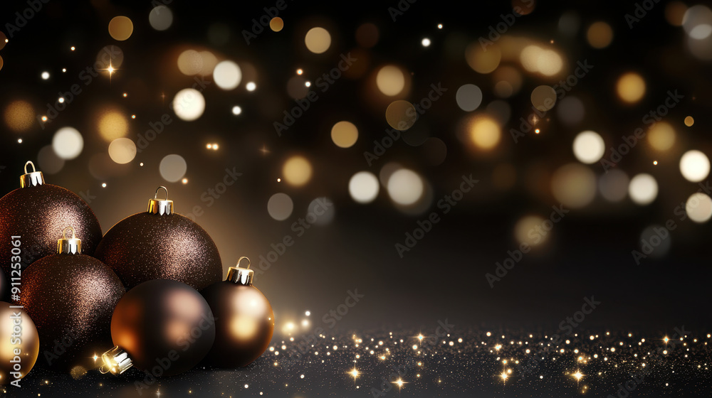 Fototapeta premium Elegant Christmas Baubles on Festive Glittering Background