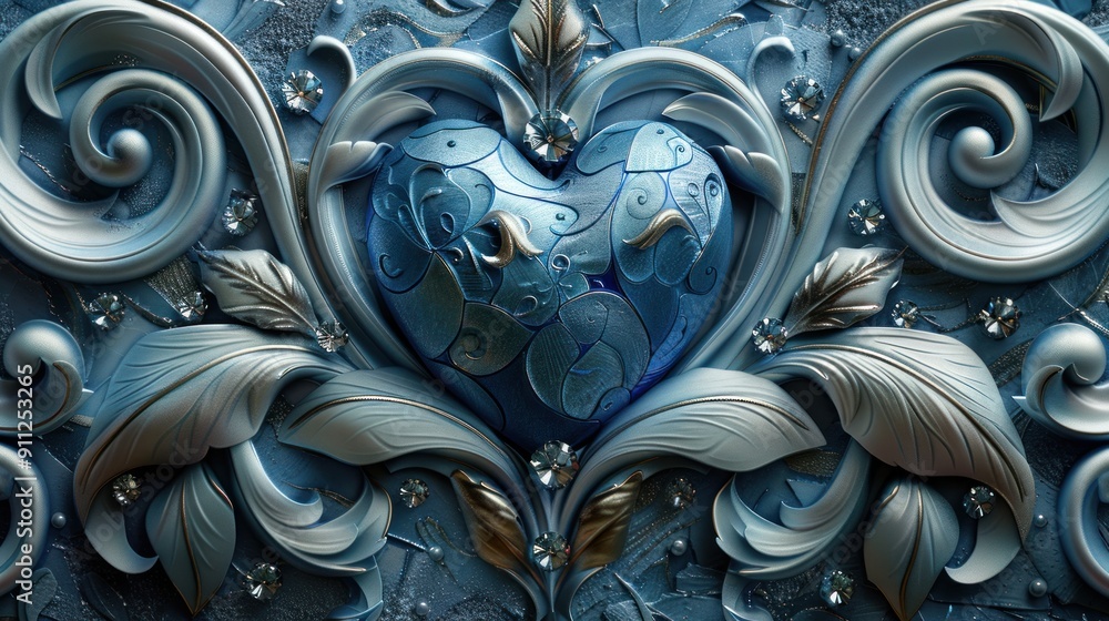 Ornate Blue Heart Ornate Blue Heart