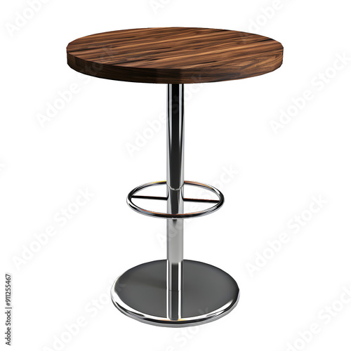 Modern bar stool with a chrome base and adjustable height, set against a transparent background