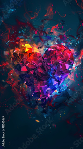 Abstract colorful heart shape, artistic expression of love