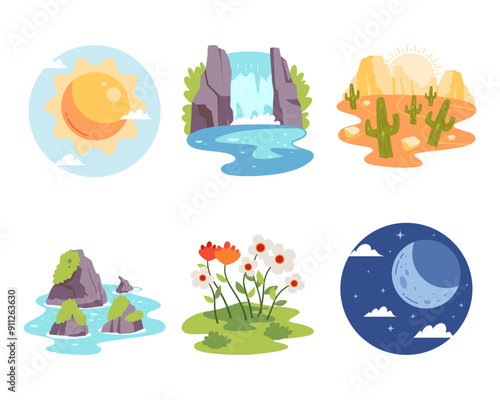 Natural landscapes vector illustration