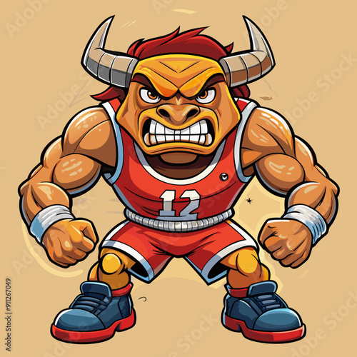 basketball bull player with ball