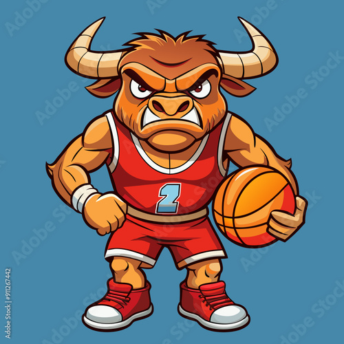 basketball bull player with ball