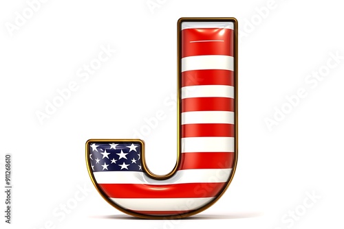 J American flag font alphabet - Letter J photo