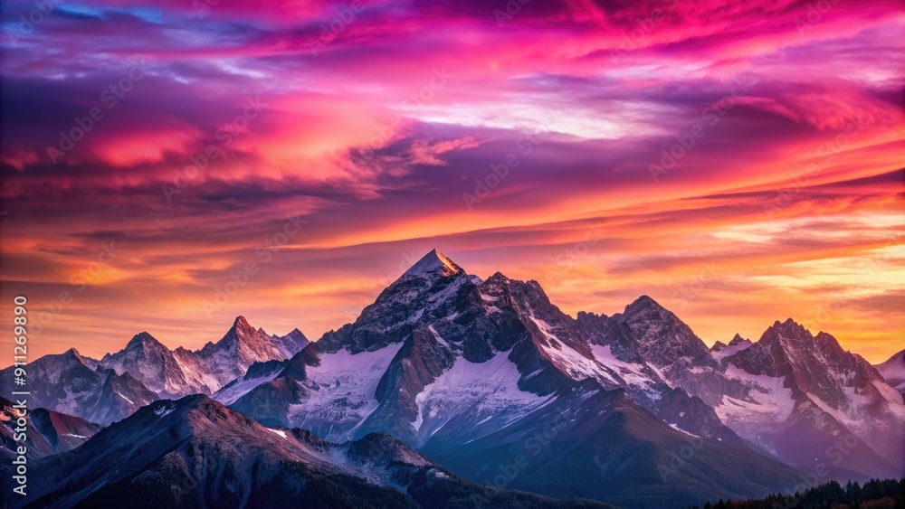 Mountain range with pink and purple sky in the background, mountain, range, pink, purple, sky, background, landscape, nature Mountain range with pink and purple sky in the background, mountain, range, pink, purple, sky, background, landscape, nature