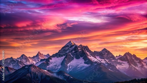 Mountain range with pink and purple sky in the background, mountain, range, pink, purple, sky, background, landscape, nature