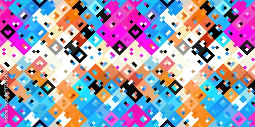 Ditzy pixel abstract rainbow seamless border pattern backdrop. Modern playful variegated repeating graphic design for kids, textile and home decor trim edge. 