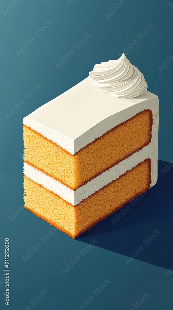 Illustration of a Creamy Layer Cake Slice Illustration of a Creamy Layer Cake Slice