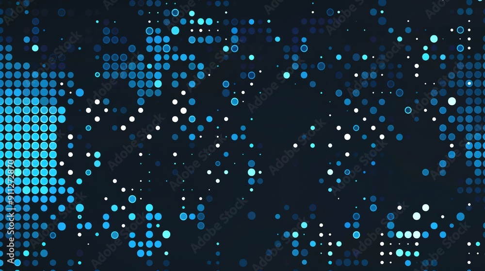Abstract Blue and White Circles on a Dark Background Digital Art Abstract Blue and White Circles on a Dark Background Digital Art