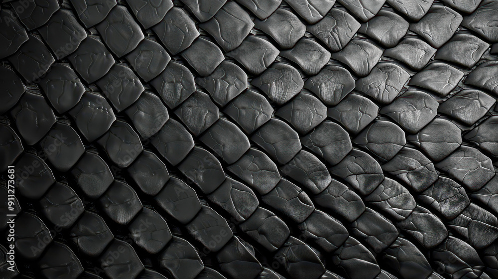 Fototapeta premium Explore our black snake skin texture for stylish backgrounds.