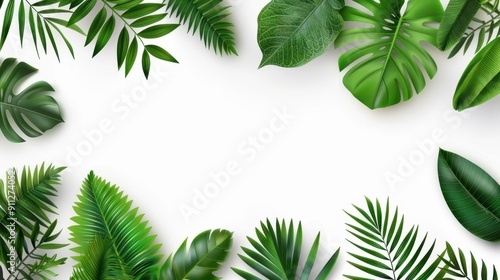 Fresh and vibrant, this minimal wallpaper showcases tropical leaves, perfect for a serene summer vibe in any space.