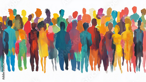 A diversity, equity, and inclusion DEI image, colorful rainbow people watercolor wallpaper background