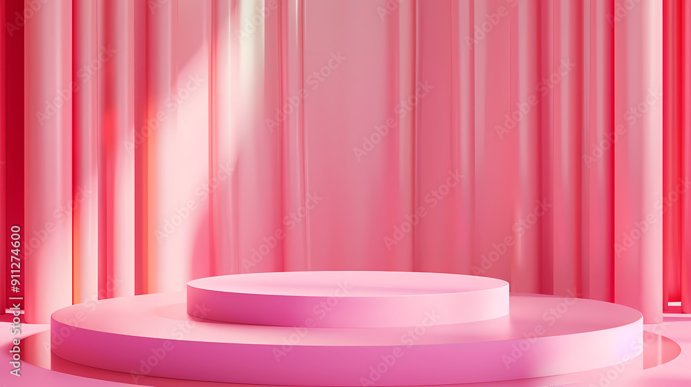 Minimalist pink exhibition stand for product display Minimalist pink exhibition stand for product display