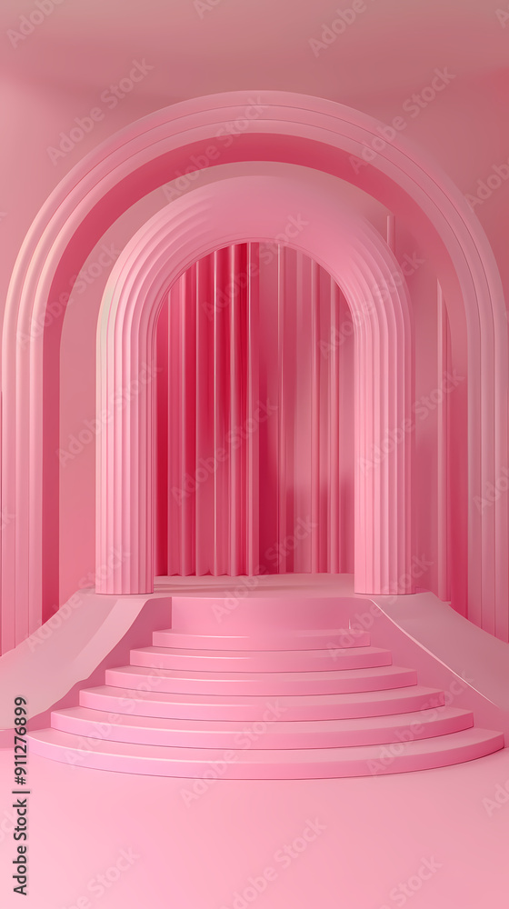 Minimalist pink exhibition stand for product display Minimalist pink exhibition stand for product display