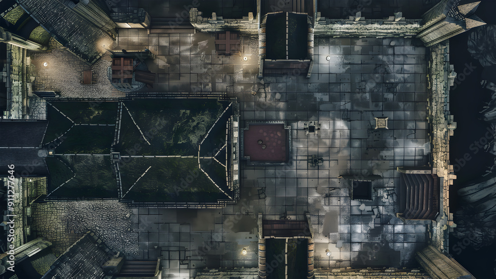 Castle Battle Map for RPG, Map for Dungeons and Dragons, DnD Map, Tabletop Role-Playing Games, Adventure Game Background, Top-Down View Castle Battle Map for RPG, Map for Dungeons and Dragons, DnD Map, Tabletop Role-Playing Games, Adventure Game Background, Top-Down View
