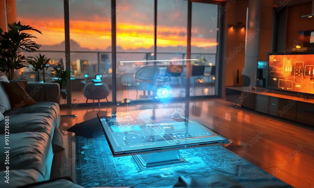 Futuristic Smart Home with Interactive Table Futuristic Smart Home with Interactive Table