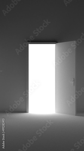 A door that opens, from room darkness to light. Symbol of opportunity, freedom, exit, future, hope. It can be used for scary scenes or spiritual connection.	
