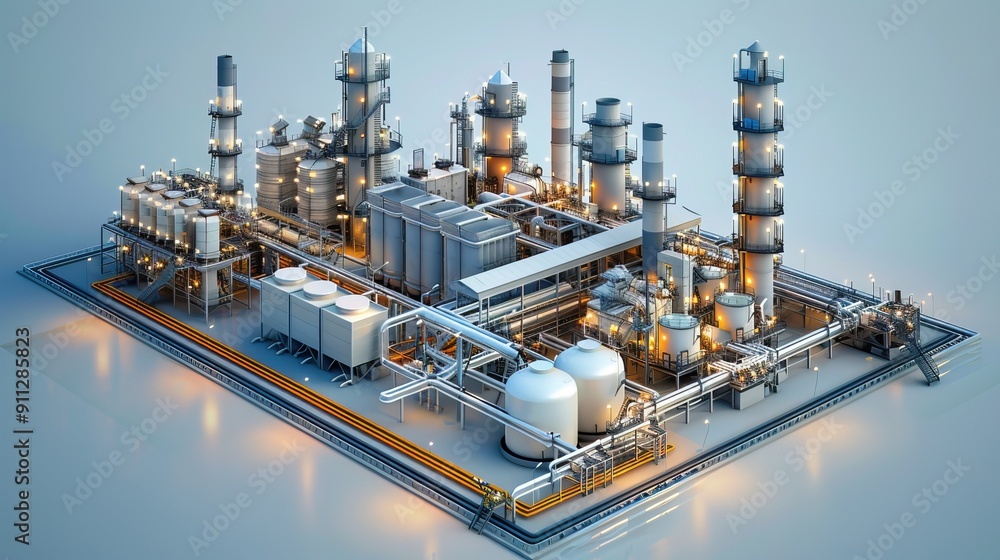 Fototapeta premium Gas and oil processing plant