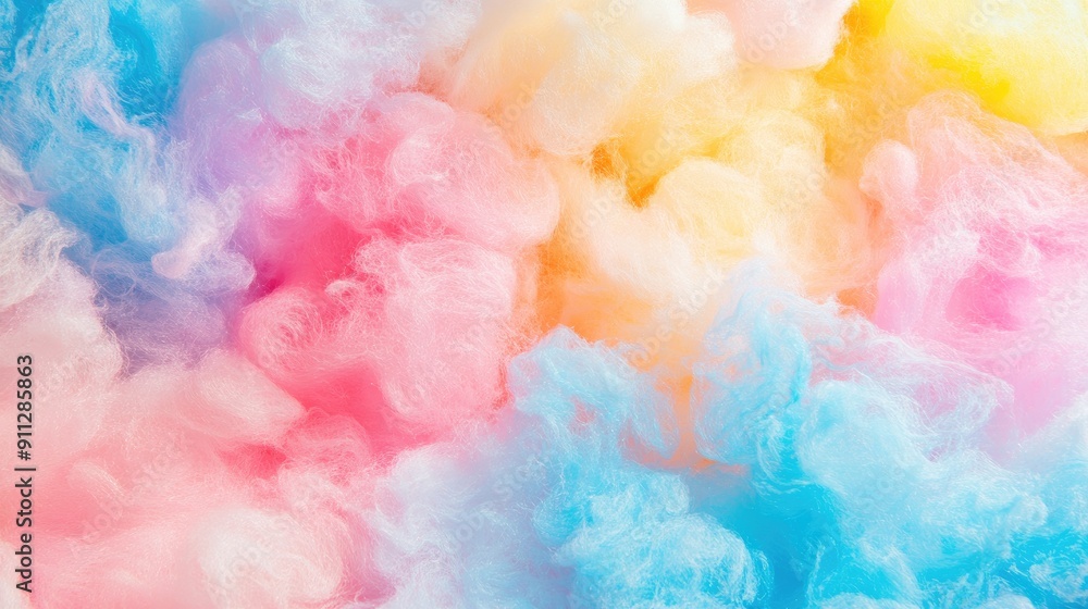 Close-up of a colorful cotton candy background, featuring vibrant pastel hues and a fluffy texture. Close-up of a colorful cotton candy background, featuring vibrant pastel hues and a fluffy texture.