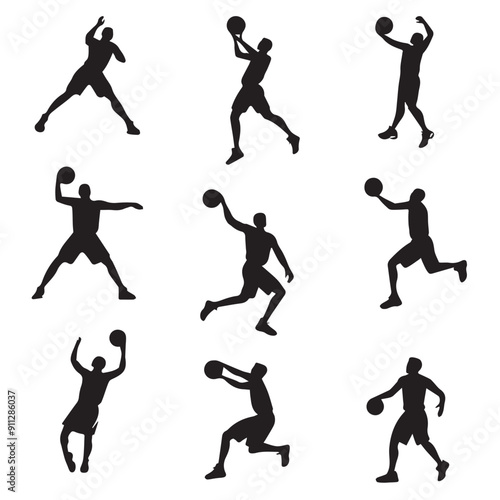 Wallpaper Mural Vector set of a man playing Basketball Torontodigital.ca
