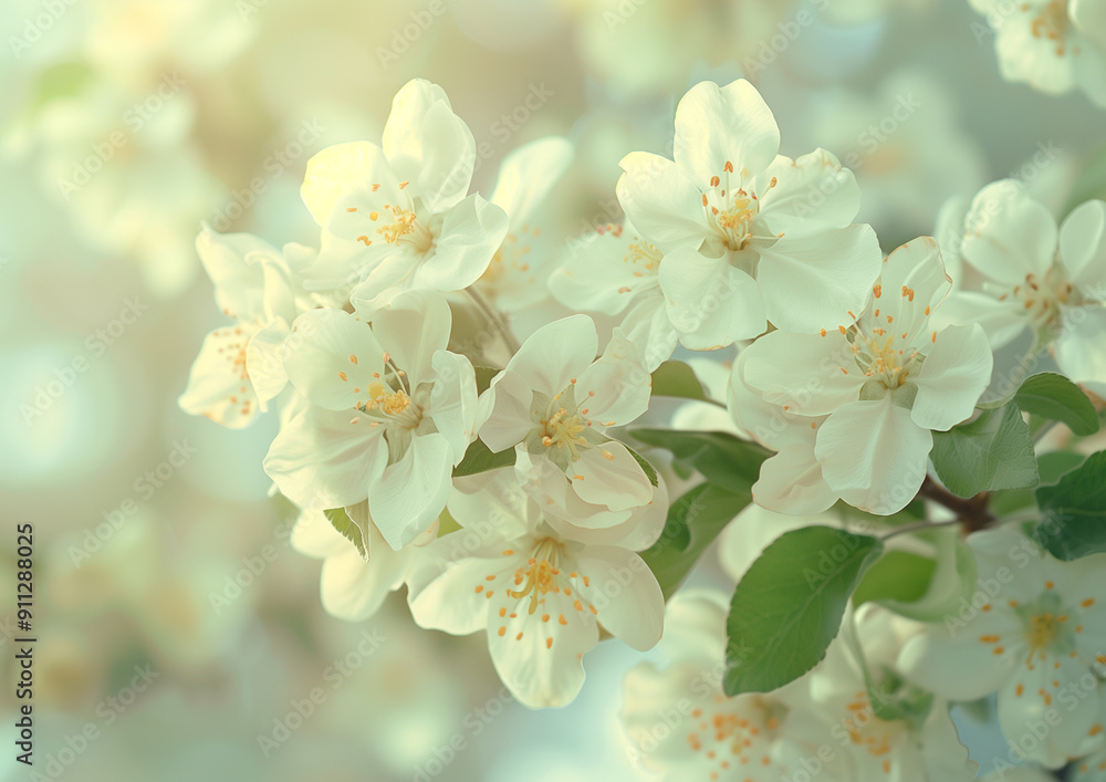 Obraz premium Delicate white blossoms on a sunny spring day