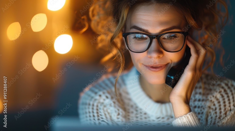A woman in a home office, making a phone call to follow up on a job application
