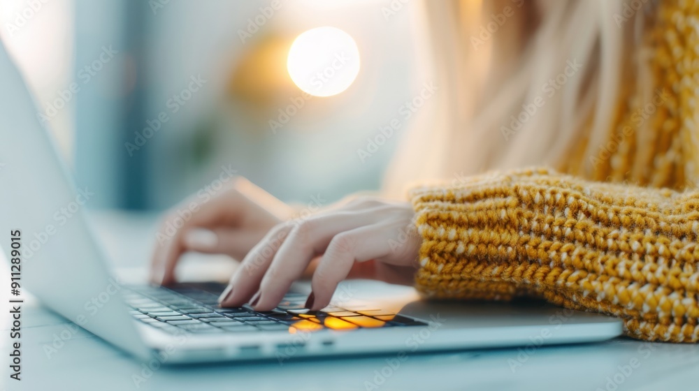 A woman in a quiet office, sending a thank-you email and follow-up to a recruiter