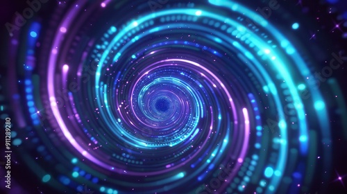 A mesmerizing swirl of vibrant blue and purple lights, creating a stunning abstract tunnel effect for art and design projects.