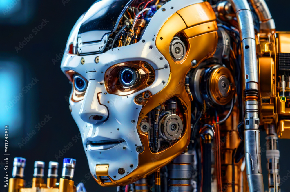 Fototapeta premium Sophisticated AI Robotics with Detailed Components